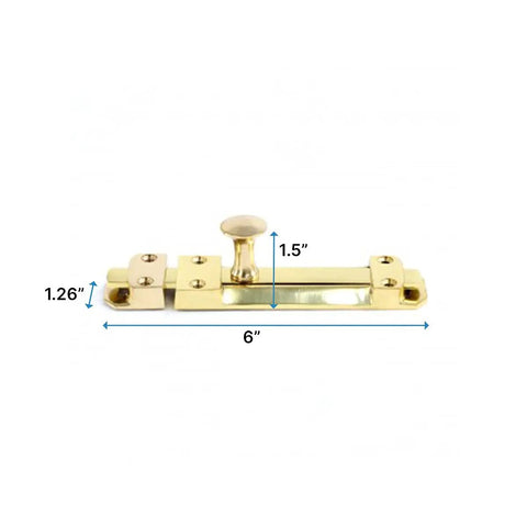 6 Inch Brass Slide Bolt Door Latch With Mounting Hardware For Interior Or Exterior Doors Heavy Duty Rust Resistant