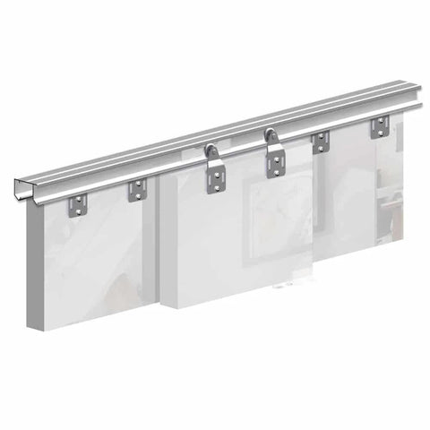 Beefy 106 Inch Double Track Sliding Closet Door Hardware Kit For 2 Or 3 Bypass Doors Up To 100 Lbs Per Door Ceiling Mounted Top Hung Track Cut To Fit Silver Finish