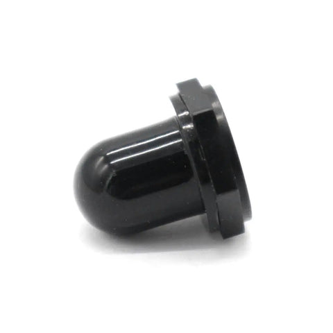 Headache Free Push Button Resettable Circuit Breaker With Slick Quick Connect Terminals For Auto And Marine Builds black plastic component detail.