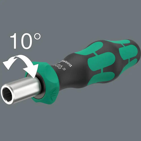 RA S Bitholding Screwdriver With Ratchet In Handle, 1 Quarter Inch External Hex Drive, ergonomic grip, 10-degree rotation