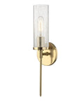 Olivia 1 Light Wall Sconce In Aged Brass With Clear Crackle Glass Shade E26 Medium Base UL Listed Modern Vintage Vibe
