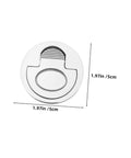 Marine grade stainless steel flush pull ring handle for boat hatch, chrome finish, front view.