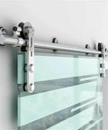 Heavy Duty 12Ft Sliding Barn Door Hardware Kit With Stainless Steel Track System for single door installation close-up
