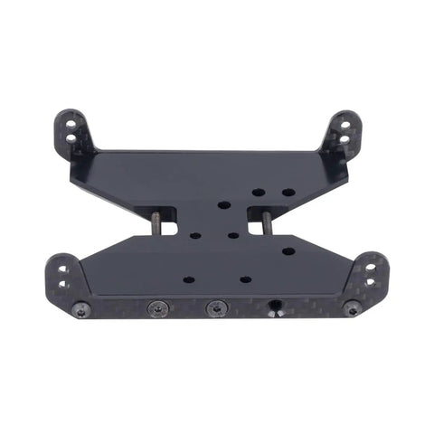 Close-up of Carbon Fiber And Delrin Chassis Skid Plate And Transmission Plate For One Tenth RC Crawler Capra 1.9 UTB Upgrade Parts