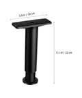 Two Pack Adjustable Bed Frame Support Legs Heavy Duty Load Bearing Composite Furniture Feet shown in black with dimensions