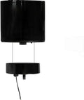 Motorized chandelier hoist lifter featuring black aviation grade steel, designed for high ceilings in warehouses and factories.