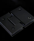 Black Stainless Steel Glass Shower Door Hinge, Wall Mounted, 180 Degree Swing, Heavy Duty Bathroom Hardware closeup