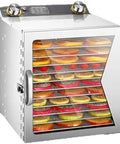 Top Notch Multi Layer Food Dehydrator 400W Packs 6 8 Or 12 Spacious Trays with drying apple slices visible through glass door.