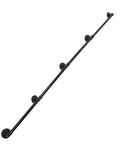 Solid As A Rock 16 Foot Black Industrial Pipe Handrail Wall Mounted Railing For Indoor Stairs, featuring strong fittings and vintage style.