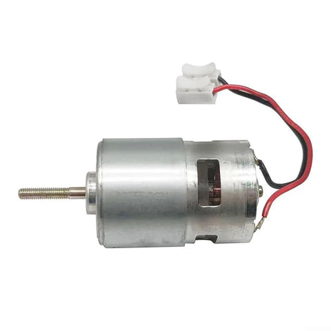 High Torque 21V DC Motor 120W For Power Tools Hand Drills And Lawn Mowers With Ball Bearings, silver metal body, electrical wires attached.