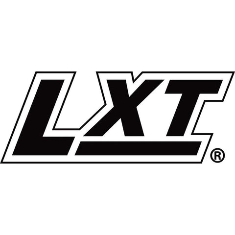 LXT logo on white background; bold black letters with white outline.