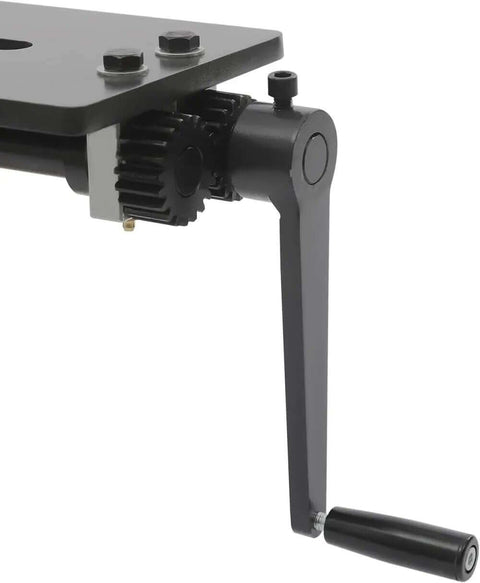 Close-up of the manual crank handle on a Manual Bead Roller Kit With 6 Changeable Dies For Sheet Metal Beading And Flaring.