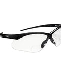 Hella Comfortable Bifocal Safety Glasses With 2.5 Magnification For Men And Women, Kickass Anti Scratch Hard Coat Lenses, High Impact Ansi Z87 Plus Snug Flex Frames, Sweet Deal Pack Of Twelve. Black frame with clear lenses.