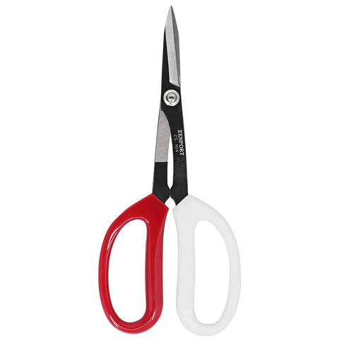Deluxe 8 Inch Scissors For Gardening And Crafting With Durable Carbon Steel Blades featuring red and white ergonomic handles