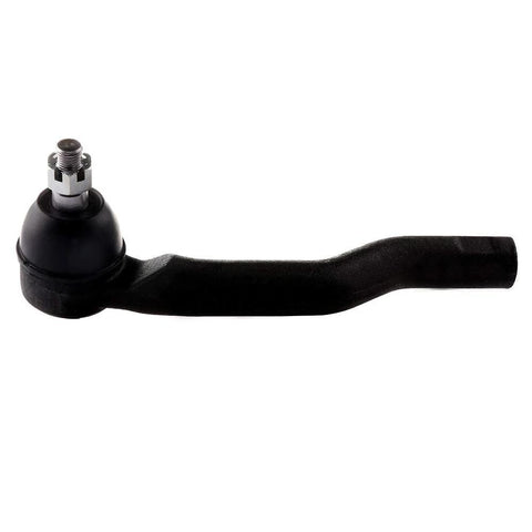 Side view of black front lower suspension control arm with ball joint and threaded stud