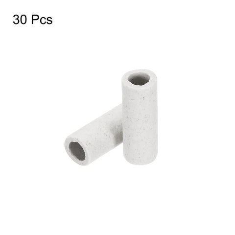 Two white ceramic insulated tubes for electrical wires, hollow cylindrical heat-insulation tubes, 0.27x0.39x1.2 in, pack of 30