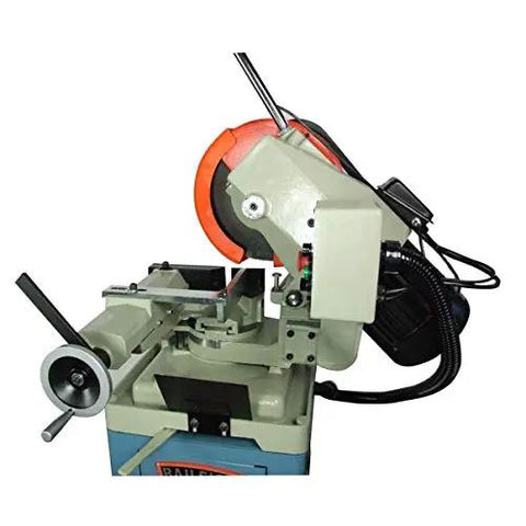 14 Inch Variable Speed Cold Saw With A Badass 3HP Direct Drive Motor For Smashing Through Steel Tubes With Zero Chatter And Precise 45 Degree Miter Cuts On Any Industrial Workspace, top view showing blade and controls.