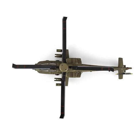 Top view of AH-64D Apache 1/48 RC Helicopter with Flybarless 6CH, 2.4G Dual Battery, Optical Flow Positioning and TOF Altitude Hold.