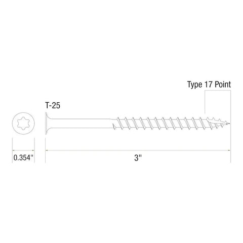 Kick Butt 305 Stainless Steel Star Bugle Head Deck Screws Built For Cedar Siding And Composite Decks 10 Gauge By 3 Inch Length with Type 17 Point.
