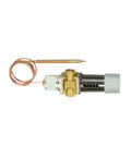 Built Tough One Half Inch Thermostatic Water Valve For Hvac Knockout Temperature Control Plug And Play Coolant Regulator No Sweat, shown from side angle with copper sensing element.