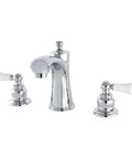 8 To 16 Inch Widespread Bathroom Faucet In Polished Chrome With Solid Brass Duraseal Valve Deck Mount 3 Hole Installation 1.2 GPM Flow Victorian Era Inspired Modern Look Durable IPS Connections