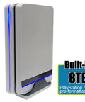 Pro X 8TB USB 3.0 External Gaming Hard Drive For PS5 And PS4 Console With 7200RPM Enterprise HDD, Built For 24 Seven Play, High Capacity Expandable Storage For Next Gen And Legacy Games, gray upright drive with blue LED