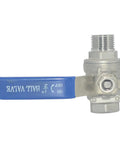 Side view of 1/2 in full-port ball valve with blue lever handle, S304 stainless steel body.