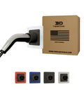 High Grade Magnetic Tesla Compatible Fake EV Charging Port Decal For Gas Guzzler Rides displayed with magnetic colors.