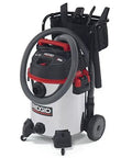 16-Gallon Stainless Steel Wet Dry Shop Vacuum With Cart, Pro Hose, Drain And Blower Port, 6.5 Peak HP Motor, Large Wheels, Red