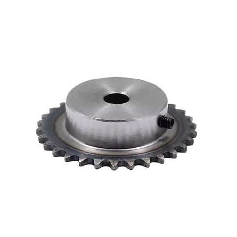 ZqRfJm Heavy Duty 15 Tooth 04C Sprocket With M5 Screw Hole For Industrial Machinery Transmission Gear 6 To 12mm Shaft Fit Table Finished Holes Made From Tough 45# Steel Stuff For Serious Work And Heavy Lifting Tasks Today, side view.