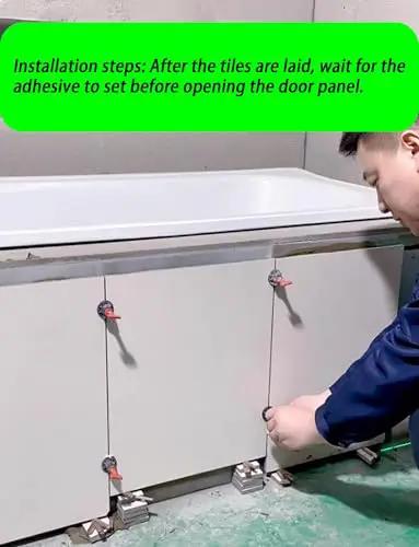 Installation steps for Rock Solid Heavy Lifting Hidden Access Panel Kit With Concealed Sturdy Hinges for tile walls.