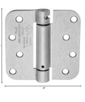 Four Inch Spring Loaded Self Closing Hinges With Five Eighth Inch Radius Corners Heavy Duty For Interior Or Exterior Doors Quiet Auto Close
