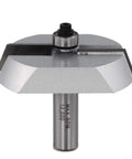 Half Inch Shank Router Bit Twenty Two Point Five Degree Shaker Raised Panel For Handheld Or Table Mounted Wood Routers Two And Three Quarters Inch Diameter Nine Sixteenths Inch Cutting Height Carbide Tipped front view
