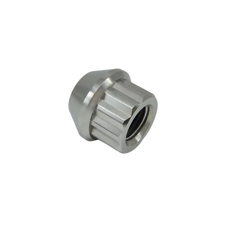 Close-up of Ultra Lightweight Titanium Lug Nuts 12 Point Stud Lock For M12 And M14 Wheels Open End 20 Pack Aerospace Grade GR5 6AL4V