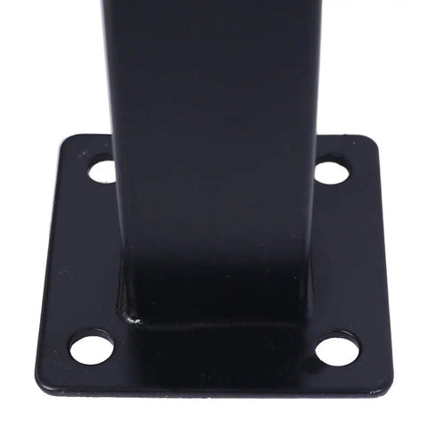 Base of Badass Wrought Iron Handrail for 3 Step Outdoor Stairs, rustproof metal mount with hole placements.