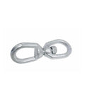 Heavy Duty Three Eighth Inch Eye And Eye Swivel For Marine Mooring and Boat Dock Rigging in galvanized steel with smooth finish.
