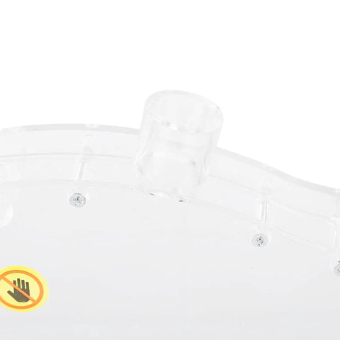 Clear Acrylic Table Saw Guard For 7 Inch Saws Dust Shield Protective Cover shown with safety warning badge