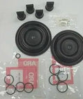 Diaphragm Pump Repair Kit For Air Operated Double Diaphragm Pumps Fluid Side Rebuild Kit Black Spare Parts laid out neatly