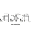 Blue Sea Systems 6006 m-Series battery isolator switch mounting options diagram showing surface, front, and rear mounts
