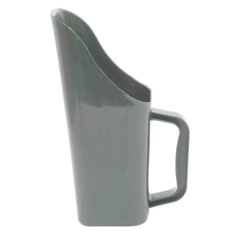 Side view of Green Plastic Garden Shovel All In One Plant Scoop For Transplanting Digging Potting Soil Turning And Sifting