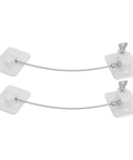 2 Pack Childproof Safety Locks For Refrigerator, Cabinets And Windows shown with durable ABS and steel wire in white.
