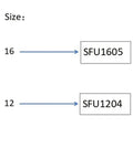 Size specification for Precision Silver SFU1204 And SFU1605 Ball Screw Kit With Accompanying Nut.