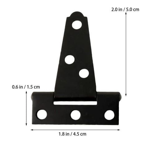 Heavy Duty T Shape Door Hinges Set with Zinc Coating in Iron, six screw holes, ideal for hotels, counters, and DIY projects.