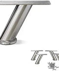 Set Of 4 Stainless Steel Slanted Sofa Legs With 2 Inch Round Tubes Built To Last, Heavy Duty Durable Furniture Legs