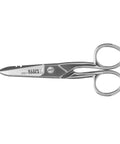 Electrician Scissors With Stripping Notches Nickel Plated 5.25 Inch Snips For Datacom Telecom Electrical And Heavy Duty Use Made In USA Built Tough For Pro Grade Worksite Reliability
