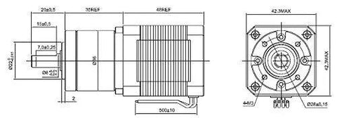 Technical drawing of Beefy Torque NEMA 17 Stepper With Planetary Gearbox 19.19 To 1 For DIY CNC Camera And Telescope Projects 0.094