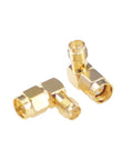 SMA Male To RPSMA Female Right Angle 90 Degree RF Coaxial Adapter, brass body with gold plating, for drone antenna, 50 Ohm connector