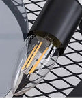 Close-up of LED bulb in black holder for Boss Level Vintage Industrial Fandelier Ceiling Fan With Bright Lighting.