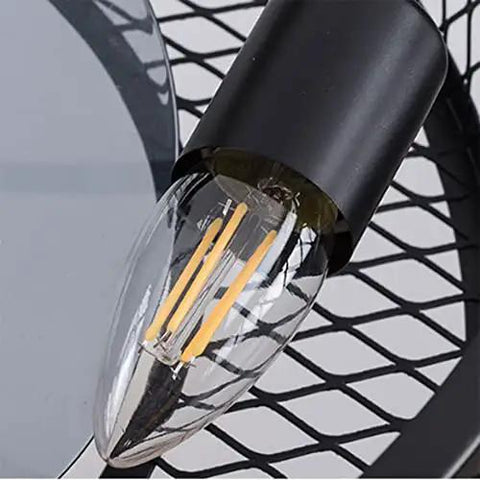 Close-up of LED bulb in black holder for Boss Level Vintage Industrial Fandelier Ceiling Fan With Bright Lighting.