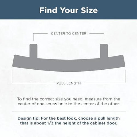 Diagram explaining center-to-center measurement for Champagne Bronze Cabinet Handles 10 Pack 3 Inch 76mm